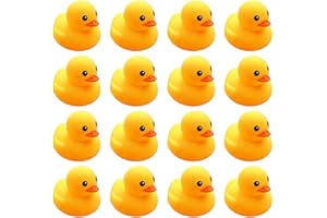 16 PCS Mini Rubber Duck Bath Duck Toys for Toddlers Boys Girls,Squeak and Float Yellow Ducks in Bulk Ducks Baby Shower Duck D