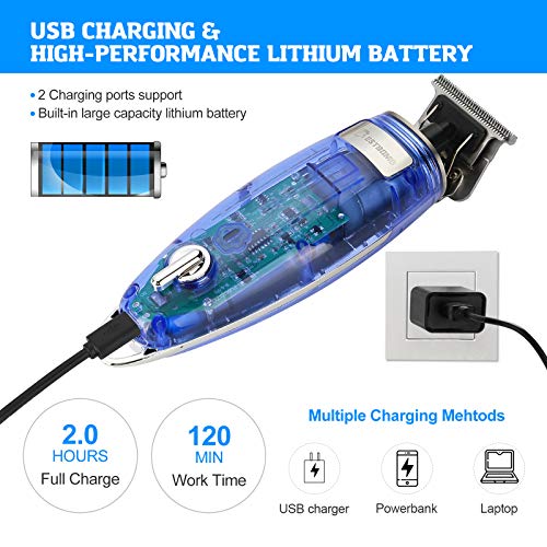 BESTBOMG T-Outliner Hair Trimmer for Men Professional Cordless mens Hair Clipper Haircutting Kit Machine with 4 Guide Combs,Rechargeable 2000mAh Li-Battery