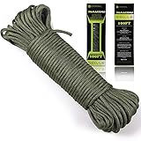 CAMPSNAIL 550 Paracord Lanyard Parachute Cord - Type III 7 Strand 100% Nylon Rope (Army Green, 50ft)