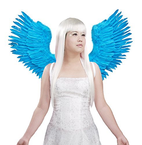 FashionWings (TM) Blue Open Swing V Shape Costume Feather Angel Wings Adult Unisex