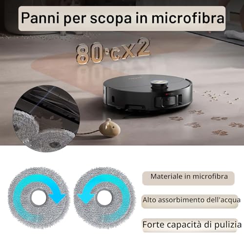 Replacement Accessories for Dreame X50 Ultra Complete/L50 Pro Ultra/X50 Master/L40s Pro Ultra/Mova V50 Ultra Complete, 1 Main Brush, 6 Bags, 6 Mop Cloths, 2 Hepa Filter, 4 Side Brushes