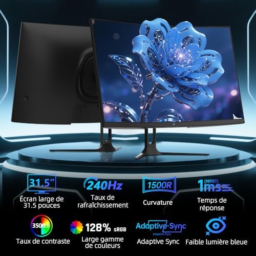 Monitor Gaming Curvo 32 Pollici 240Hz | FHD | 1ms MPRT | Pannello VA 1500R | HDR | Contrasto 5000:1 | AMD FreeSync, Flicker-Free | sRGB 128% Ampia Gamma Cromatica | HDMI 2.0/DP 1.4 | VESA | H32C5