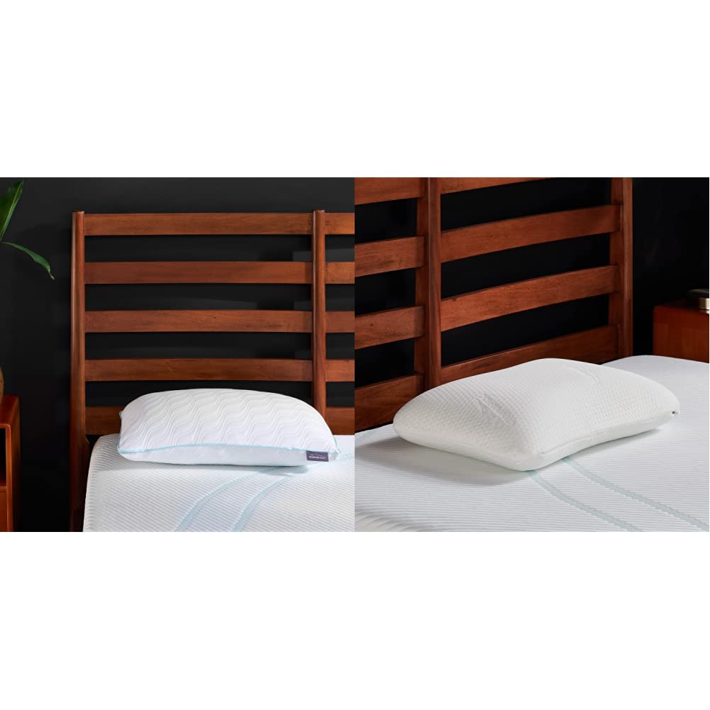 TempurPedic TEMPURCloud ProMid Memory Foam Pillow, Queen, White & Memory Foam Symphony Pillow