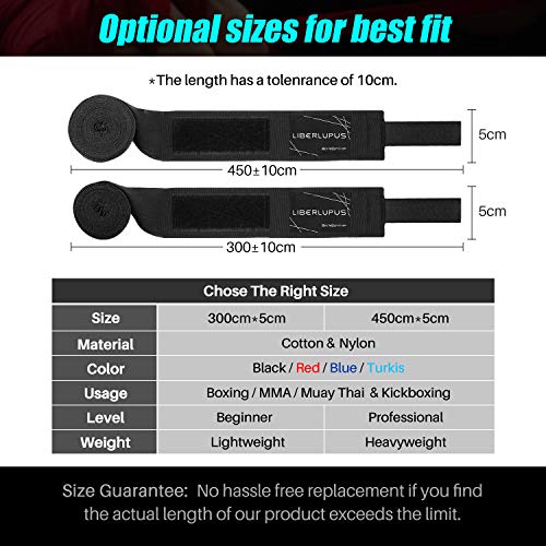 image for Liberlupus 120''/180'' Boxing Hand Wraps for Men & Women, Elastic Hand