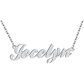 Dancing Wolf Silver Jocelyn Name Necklace Initial Charm Nameplate Necklaces for Womens Birthday Friendship Jewelry Stainless Steel