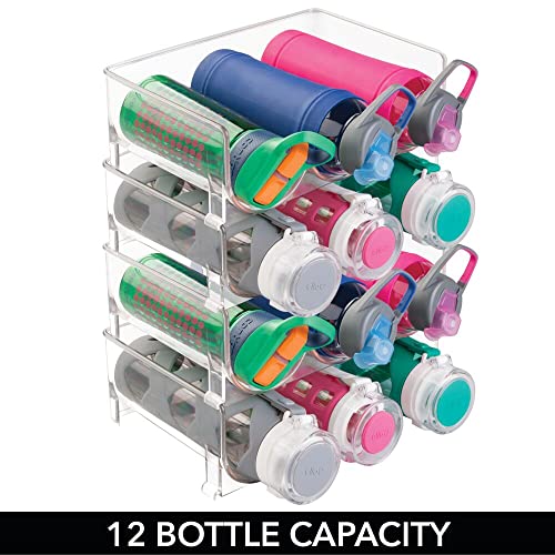 mDesign Plastic FreeStanding Stackable 3 Bottle Storage Holder Rack