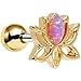 Body Candy Women's Stainless Steel Pink Synthetic Opal Lotus Tragus Cartilage Earring 16 Gauge 1/4 Body Piercing Barbell, One Size
