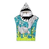 AYUQI Kids Hooded Towel for Bath, Swimming, Beach Holiday Soft, Cotton Lightweight Boys Towel Blue (Shark Pattern)