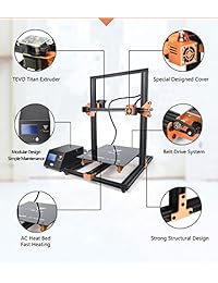TEVO Tornado Impresora 3D, modelo 2018, 95  montado con marco de aluminio completo, boquilla de impresión más grande y caliente, para PLA, ABS, TPU, cobre, madera y filamentos flexibles, 11.8 x 11.8 x 15.7 pulgares