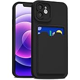 LoeoeL for iPhone 12 Mini Case with Card Holder Slim, Thin Silicone Wallet Phone Case with Credit Card Slot for Women Men, Soft Rubber Gel TPU with Pocket Shockproof Camera Cover, Black