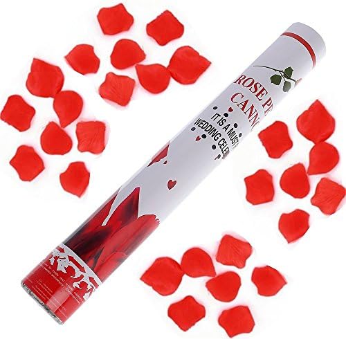 LvBo 40cm Rose Party Popper Confetti Cannons with Red Rose Petals Confetti Shooter Rose Rain for Wedding, Valentine's Day & Birthday Confettibome (2 Pieces)