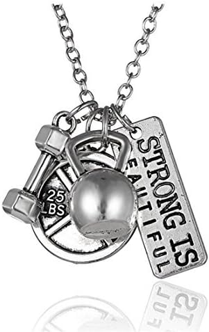 Strong Is Beautiful Necklace Dumbbell Necklace Kettlebell Necklace Exercise Gift Exercise Necklace