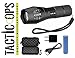 Rechargeable Tactical Super Bright 1200 Lumen LED Aluminum Alloy Flashlight carrying case and USB cable and plug included by Tactic Ops