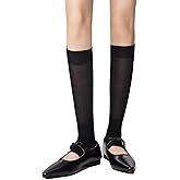 AWOCAN Knitted Leg Warmers, Stirrup Dance Socks, Knee High Ballet Yoga Sleeves for Women