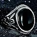 BOHO Jewelry Mens Vintage Stainless Steel Onyx Ring,Black Silver
