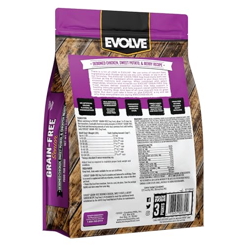 EVOLVE GRAIN FREE DEBONED CHICKEN, SWEET POTATO AND BERRY SENIOR RECIPE, 4LB