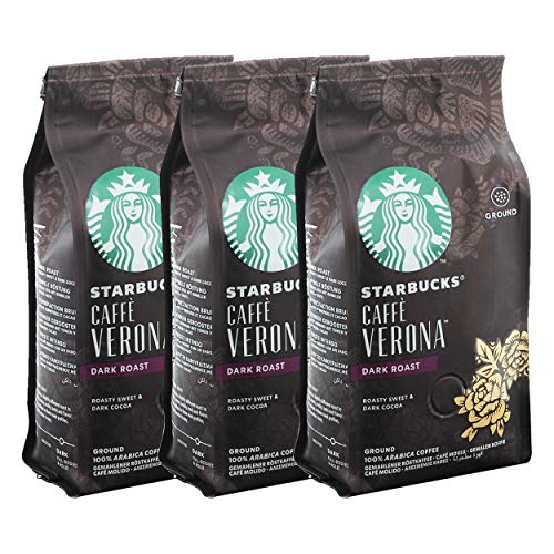 Starbucks Caff? Verona Kaffee, 3er Set, Dark Roast, R?stkaffee, R?stig S??, Gemahlen, 3 x 200 g