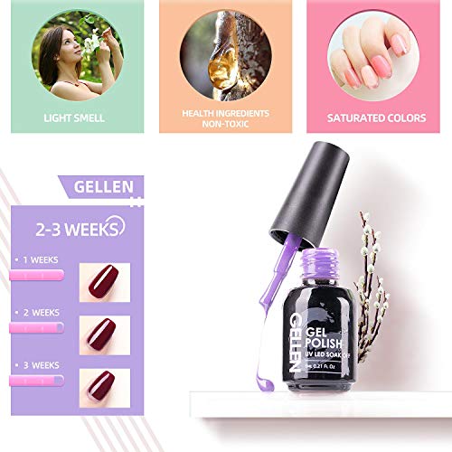 Gellen Gel Nail Polish Kit 16 Colors - with Top & Base Coats, Nude Grays Series Popular Fall Winter Soak Off Gel Polish Set