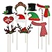 Tinksky 38Pcs Christmas Photo Booth Props Kit on a Stick for Party Supplies with Glasses Moustache Red Lips Deer Horn Santa Hat