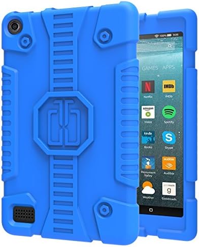 TsuiWah All-New Amazon Kindle Fire 7 Shockproof Impact Resistant Flexible Kids Friendly Protective Soft Silicone Case for Fire 7 inch Tablet (7th Gen,2017 release)&amp;(5th Gen,2015 release) ,Light Blue