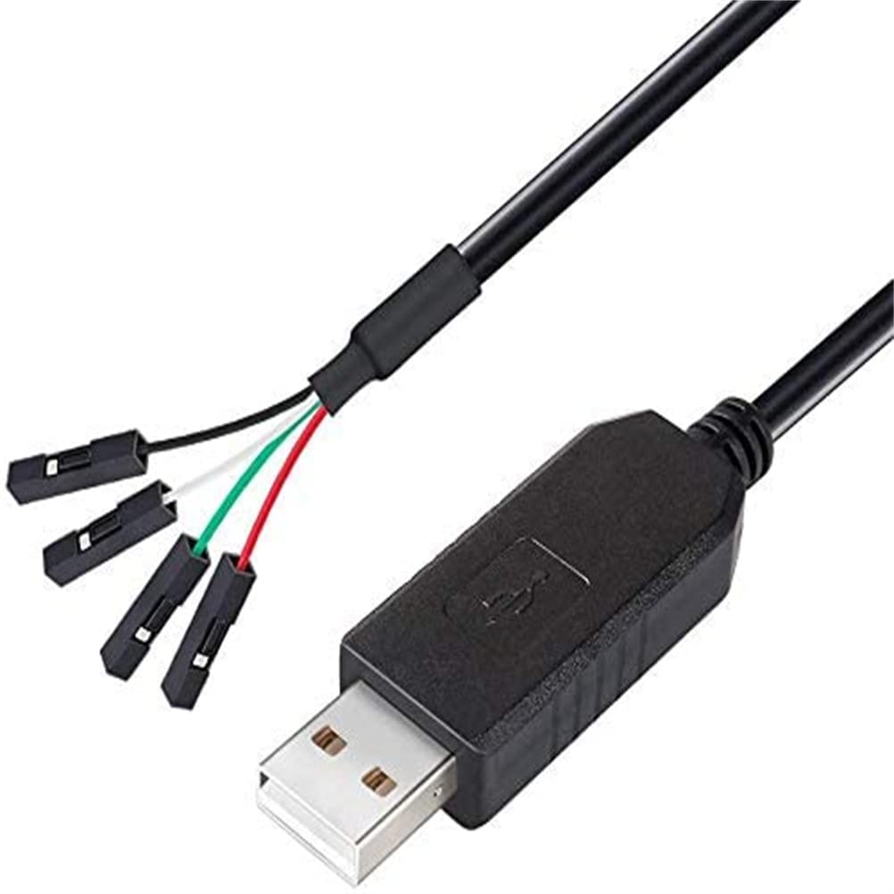 DTECH 4 Pin USB to TTL Serial 3.3V Converter Adapter Cable TX RX Signal 0.1 inch Pitch Female Socket PL2303 Prolific Chip Windows 10 8 7 XP Vista (1.8m, Black)