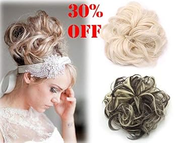 Amazon Com Wavy Curly Messy Bun Updo Synthetic Hairpiece