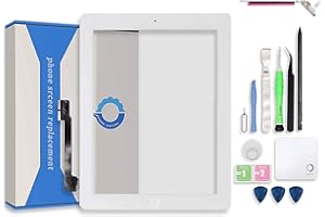 Fixcracked for Touch Screen Replacement Parts Digitizer Glass Assembly Ipad 3 + WiFi Antenna Cable and Professional Tool Kit (White)