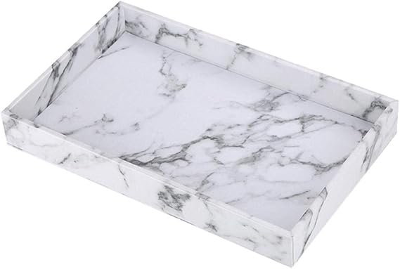 Fenteer Bandeja De Servicio con Estampado De Mármol Cuero De PU para