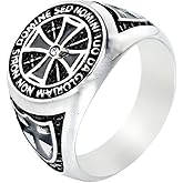 Udefwl Cross Ring for Men,Men Silver Stainless Steel Templar Cross Ring with Latin Inscription, Vintage Religious Design,Christian Jewelry, Size 8-12