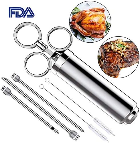 Meat Injector Kit,HanDingSM Premium 304 Stainless Steel Professional Marinade Injector Seasoning Cooking Injector for Beef,Pork,Chicken,Turkey