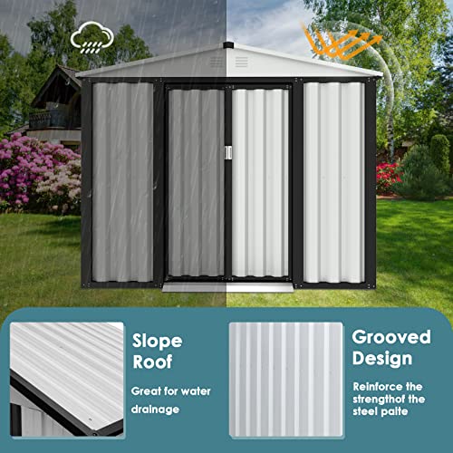 Crownland Backyard Garden Storage Shed 4 x 6 Feet Tool House with