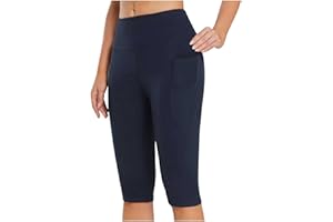FARTEY Capri Leggings with Pockets for Women Tummy Control High Waisted Yoga Pants Summer Workout Hiking Running Leggings