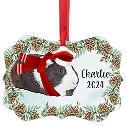 Black White Guinea Pig Christmas Ornament 2024