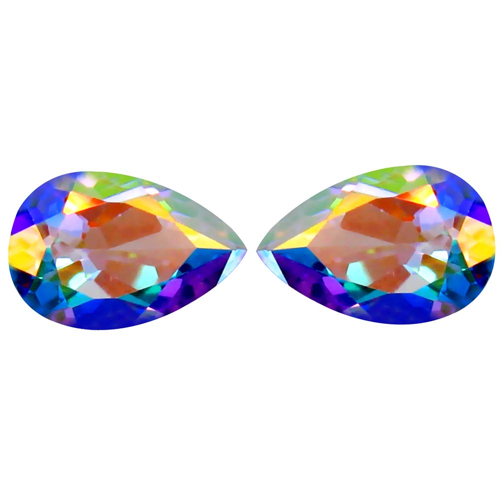 2.24 ct (2pcs) MATCHING PAIR Pear Shape (8 x 5 mm) Mercury Mystic Topaz Natural Loose Gemstone