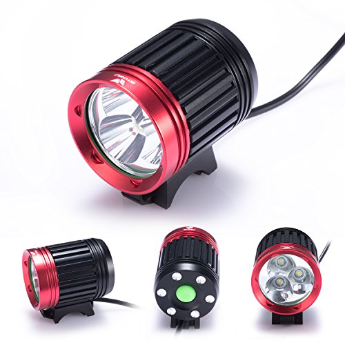 S SUNINESS Bike Lamp Set, Super Bright 5000 Lumens 4 Modes Rechargeable Waterproof Durable Bicycle Front LED Light and Free Taillight with Battery Pack for Road Cycling Safety Flashlight(Red-3LED) - Thumbnail 7