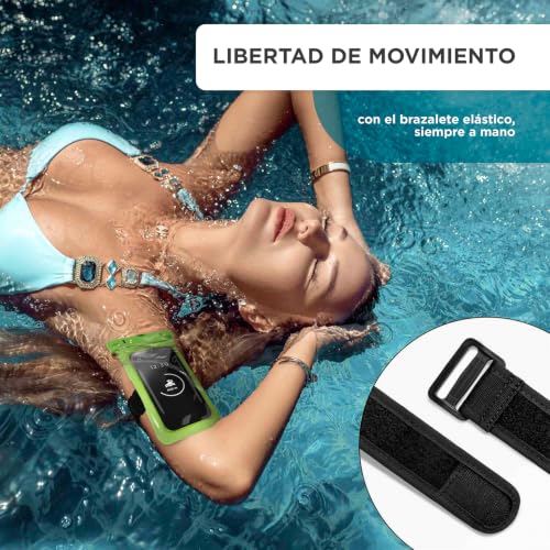 ONEFLOW Funda impermeable para Samsung Galaxy A02s, ventana táctil y cámara, correa y correa para colgar, color verde