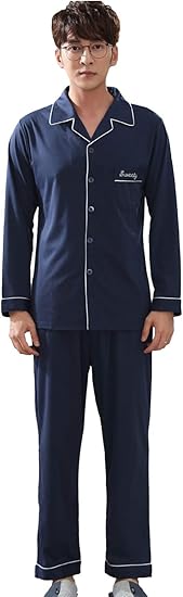 Amazon 高級パジャマ King Orca パジャマ メンズ 綿100 寝巻き 上下セット 通気 吸汗 前開き 部屋着 シンプル パジャマ 通販