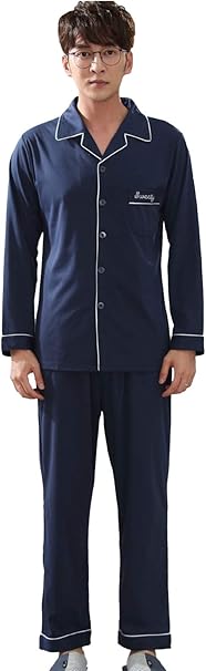 Amazon 高級パジャマ King Orca パジャマ メンズ 綿100 寝巻き 上下セット 通気 吸汗 前開き 部屋着 シンプル パジャマ 通販