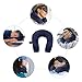 LANGRIA Airplane Pillow U-Shaped Memory Foam Travel Neck Pillow Comfortable Flight, with Snap Closure and Detachable Washable Velour Cover for Train, Car, Video Watching, Napping, Reading, Navy Blue