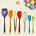 TTLIFE Silicone Spatula Utensil Kitchen Colorful 7 Pieces With Turner, Slotted spoon, Ladle, Spoon, Spoon Spatula, Spooula, Spatula, Basting brush for Cooking/Baking/BBQ