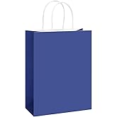 REMTAP Gift Paper Bags 8×4.5×10.5 50Pcs Kraft Bags with Handles Bulk Gift Bag for Wedding Party Craft Retail Packaging, Shopping, Party Favor, Retail Bag (Blue-M-50pcs, 8 * 4.5 * 10.5)
