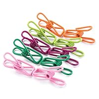 Ailifly 30Pcs Multi-Purpose Assorted Colors Clothesline Utility Clips PVC-Coated 2" Steel Wire Clips Holders Steel Wire Clips by Blovess for Clothes Line, Bag Sealing, Paper Clips, Kithch Clips