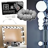 Swanico’s Hollywood Vanity Lighted Makeup Mirror Light Kit | 12 LED Bathroom Vanity Light Bulb Fixture Strip Set for Makeup Foundation Lights w/ Dimmer (No Mirror)