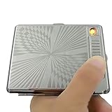 Metal Full Pack 20 Regular Cigarettes Case/Box with Lighter USB Rechargeable, Flameless, Windproof
