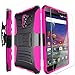 ZTE MAX DUO LTE Case,IDEA LINE INC(TM)For ZTE MAX DUO 4G LTE Heavy Duty Armor Shock Proof Dual Layer Holster Locking Belt Swivel Clip with Kick Stand + Stylus Pen + HD Screen Protector(Hotpink/Black)