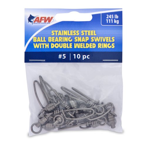 American Fishing Wire 5 Stainless Steel Ball Bearing Snap/Swivels (10-Piece), Black, 245-Pound