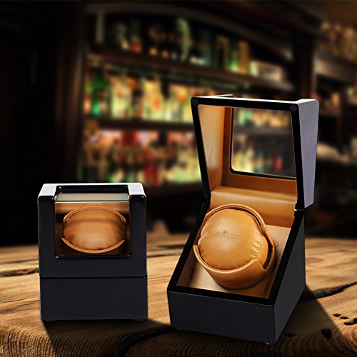 Driklux Automatic Single Watch Winder for Rolex with Quiet Motor,Premium Solid Wood Exterior and Soft Flexible Watch Pillows of Brown Leather