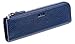 MEKU Pencil Case Genuine Leather Pen Case Stationery Bag Zipper Pouch Pencil Holder with 2 Slots Blue