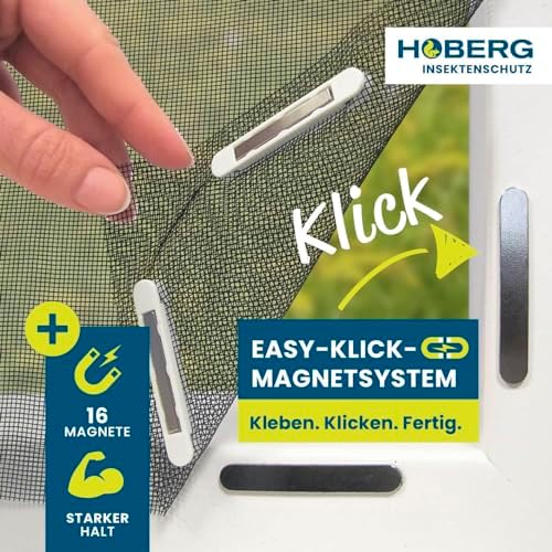 Fenster-Fliegengitter mit innovativer Magnetbefestigung | Fliegennetz bis zu 150 x 130 cm individuell zuschneidbar, kein Bohren oder Schrauben | Moskitonetz anbringen mit 16 Magneten [Schwarz]