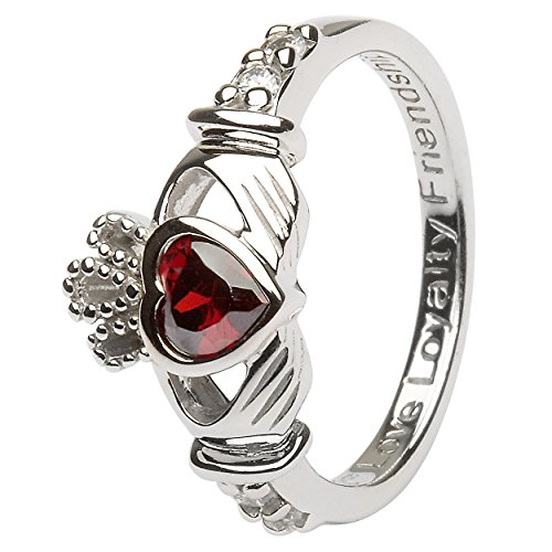January birth month silver claddagh ring ls-sl90-1 - si…